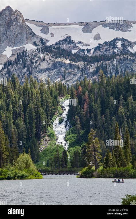 Twin Falls and Upper Twin Lake, Mammoth Mountain Lakes Basin, Inyo ...