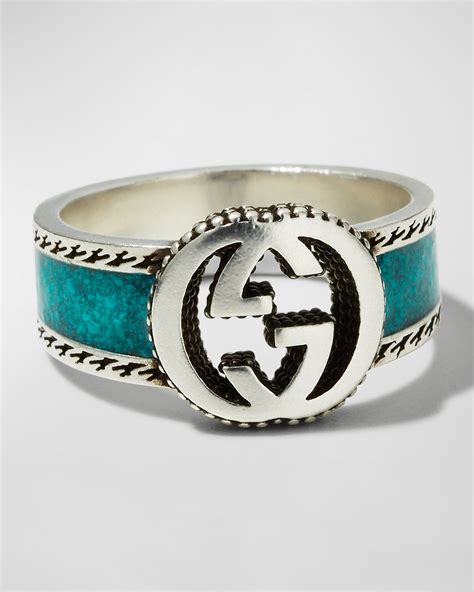 Gucci Mens Interlocking G Enamel Band Ring Neiman Marcus