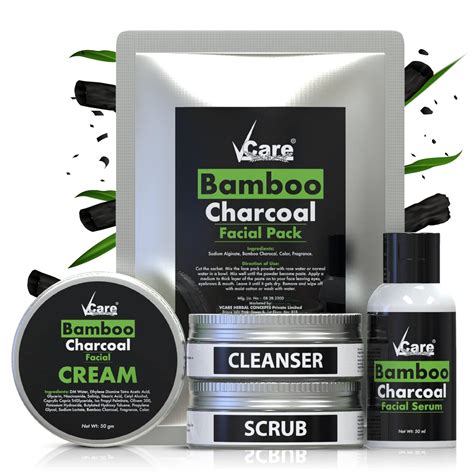 Vcare Bamboo Charcoal Facial Kit Contains Cream Scrub Cleanser