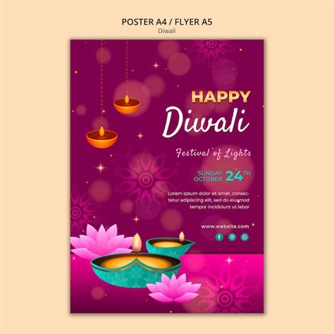 Free PSD | Gradient diwali template design