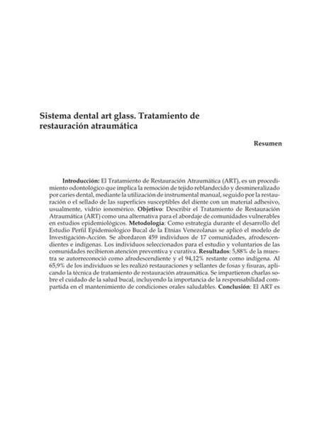 Sistema dental art glass Tratamiento de restauración atraumática