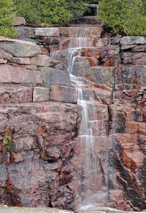 Cascading Waterfall In Acadia National Park Maine Stock Photo Image