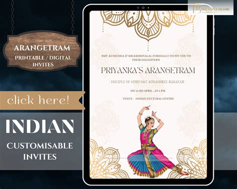 Indian Bharatanatyam Arangetram Invite Arangetram Invite