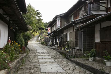 Walking The Hiking Road Following The Nakasendo Trail Between Tsumago