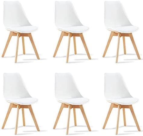 Designetsamaison Lot De 6 Chaises Scandinaves Blanches Bjorn