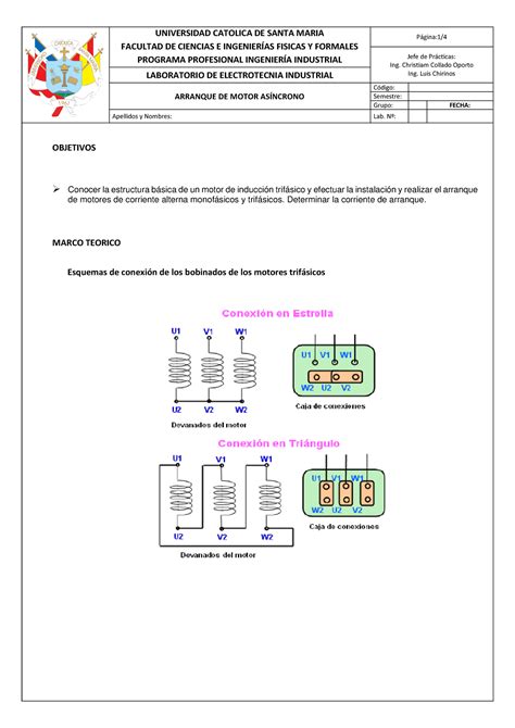 Lab Nº 10 Arranque Motor Asincrono UNIVERSIDAD CATOLICA DE SANTA