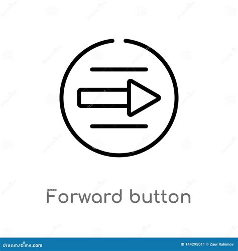 Outline Forward Button Vector Icon Isolated Black Simple Line Element