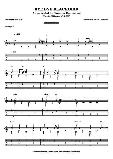 Emmanuel. Tommy - Bye bye blackbird - CGLIB.ORG Classical Guitar Sheet ...