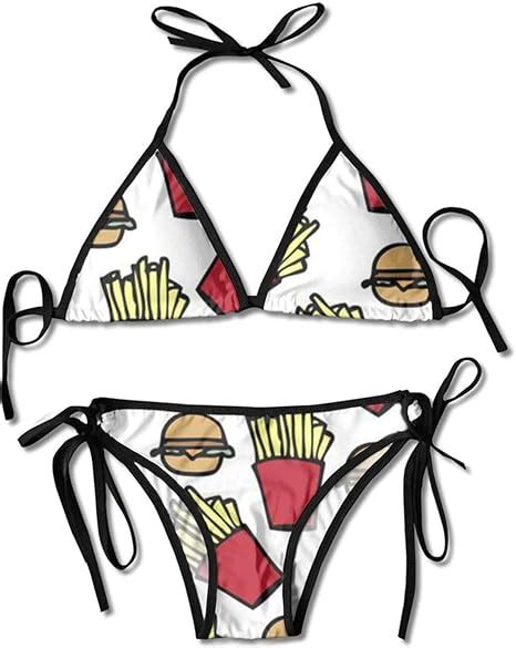 Burger Women S Sexy Triangle Bikini Adjustable Triangle Tie Side Bikini