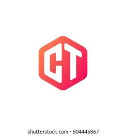 Initial Letters Ct Rounded Hexagon Shape Stock Vector Royalty Free