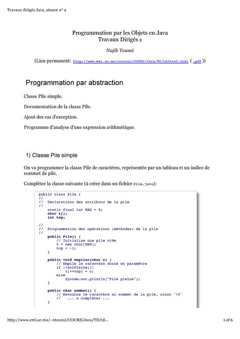 Programmation Par Les Objets En Java Programmation Par Les Objets En