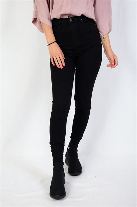 Czarne Spodnie Skinny Jeans Z Wysokim Stanem Olika