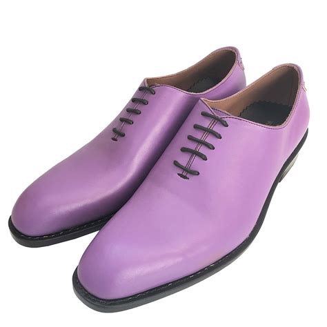 Men Purple Oxford Matching Black Sole Handcrafted Genuine Leather Lace