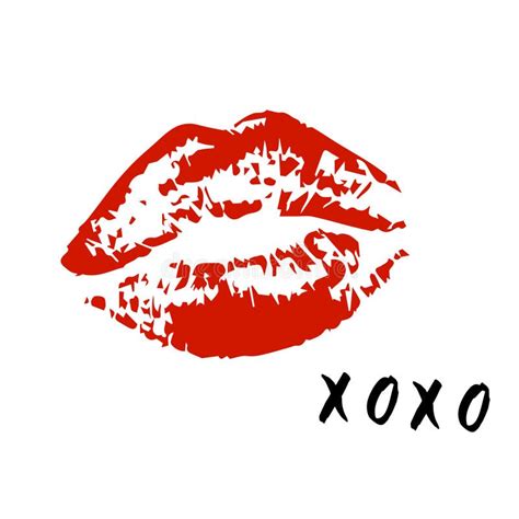 Xoxo Hugs And Kisses Lipstick Kiss On A White Background Vector Stock