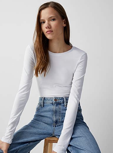 Organic Cotton Long Sleeve Crew Neck Tee Twik Women U2019s Basic T