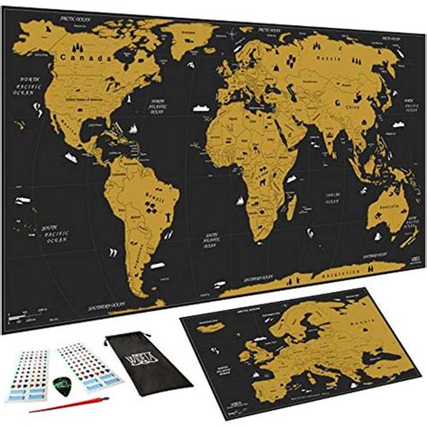 Carte Du Monde Gratter Xxl X Cm Inclus Carte D Europe Et