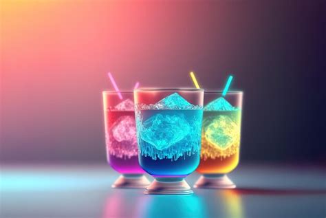 Premium Ai Image Club Cocktails On The Table With Light Colorful