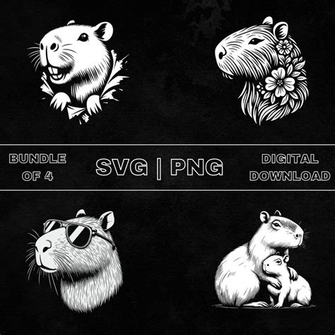 Capybara SVG Bundle Capybara Clipart Hand Drawn Cute Capybara Lover