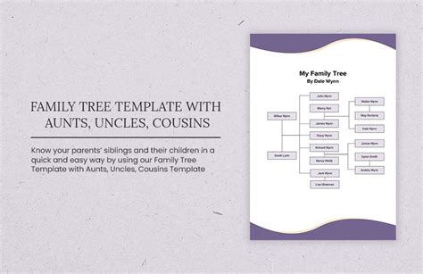 Family Tree Template with Aunts, Uncles, Cousins - Download in Word ...