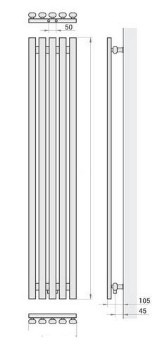 Grzejnik pionowy LAZUR 330 1200 mm biały D50 REGNIS