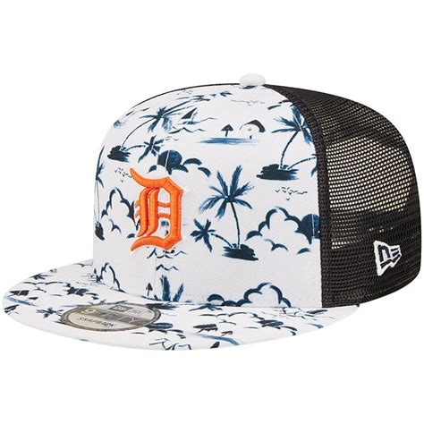 Detroit Tigers New Era Vacay Trucker Fifty Snapback Hat White Black