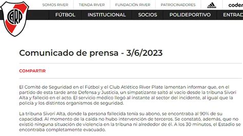 Comunicado De River Un Simpatizante Salt Al Vac O