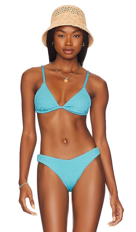 Weworewhat Cooper Bikini Top In Aqua Revolve