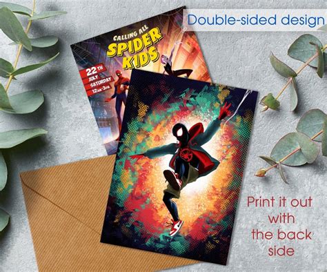 Spiderman Birthday Invitation Comics Superhero Invite Printable