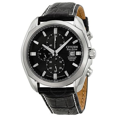 Citizen Eco Drive Chronograph Black Dial Titanium Men S Watch CA0020