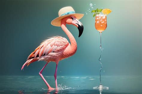 Premium Photo A Cheerful Flamingo Wearing Sunglasses Stands On One