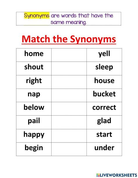 Antonyms And Synonyms Online Worksheet Live Worksheets Worksheets