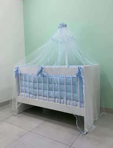 Tul Mosquitero Con Dosel Soporte Laqueado Para Cuna 120x60