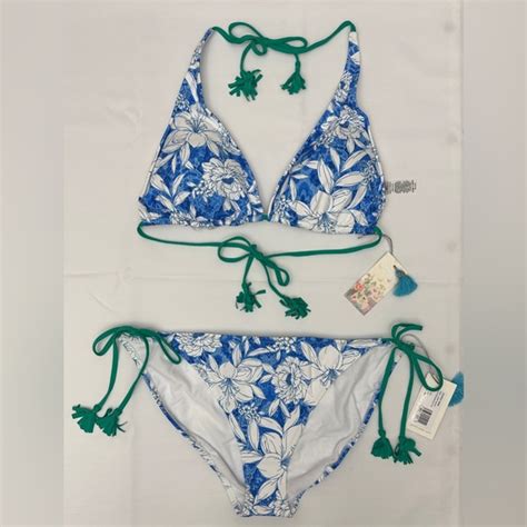 Johnny Was Swim Johnny Was Blue And Green Floral Bikini Poshmark