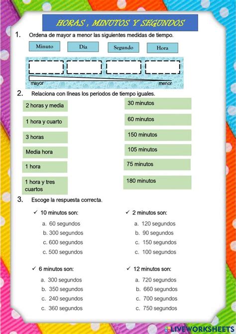 Conversiones Horas Minutos Y Segundos Worksheet Unidades De Tiempo