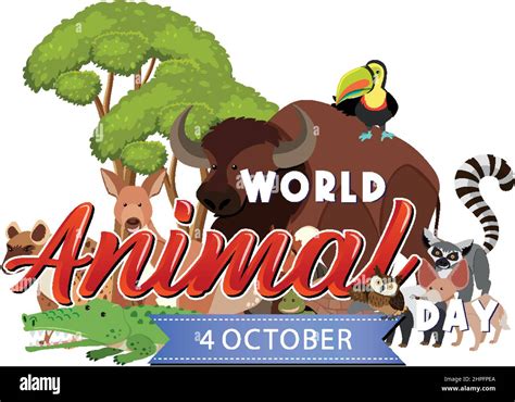 Logo De La Journée Mondiale De Lanimal Avec Illustration Des Animaux