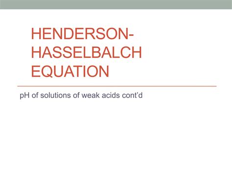 Solution Henderson Hasselbalch Equation Studypool