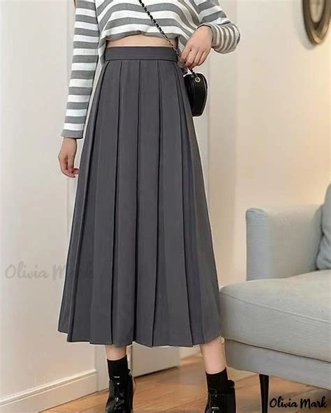 Oliviamark Premium Quality High Waisted Black A Line Midi Skirt