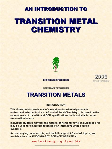 Transition Metal | PDF | Transition Metals | Electron Configuration