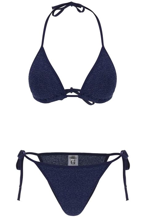 Hunza G Gina Bikini Set Blue Silver Editorialist