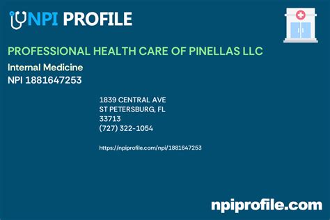 PROFESSIONAL HEALTH CARE OF PINELLAS LLC NPI 1881647253 Internal