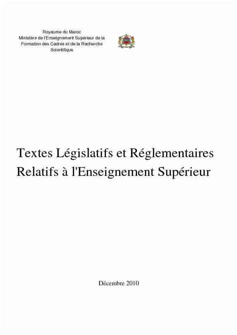 Textes Législatifs et Réglementaires Relatifs à lEnseignement PDF