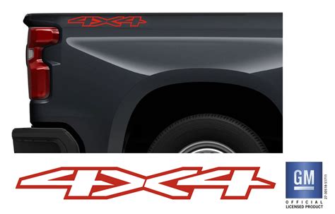 Chevy Silverado 2019 2024 Red 4x4 Bedside Decals Set Gm Official