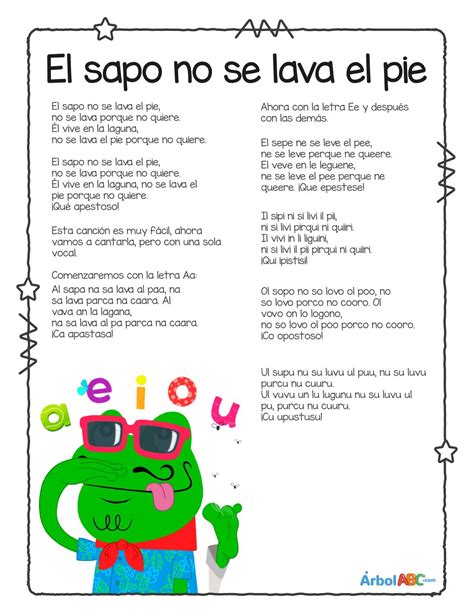 El Sapo No Se Lava El Pie Letras De Canciones Infantiles Canciones