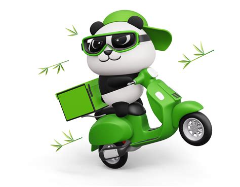 Cute Panda riding a motorcycle, panda delivery, 3d rendering 14529647 PNG