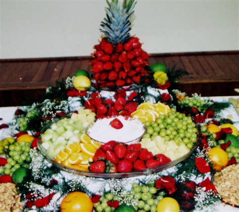 Fruit Display With A Large Fruit Tray And Dip And A Strawberry Tree In The Back Center~ Fruit