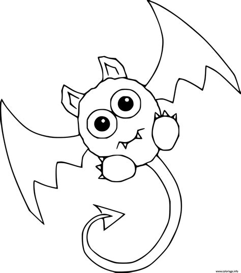 Coloriage Mignon Diable Chauve Souris Kawaii Dessin Halloween Chauve