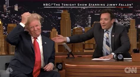 ‘he Seriously Messed Up My Hair Trump Jimmy Fallon In Hair Tousling