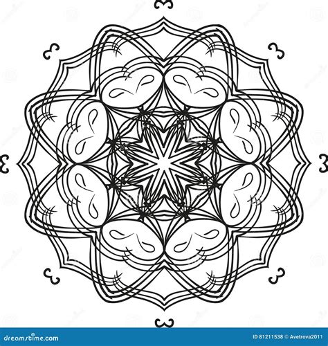 Intricate Outline Floral Mandala Circular Ornament Vector Stock Vector