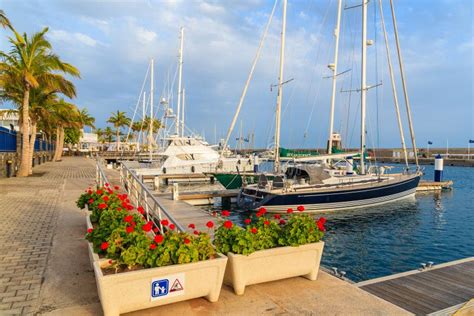 Yacht Boats in Caribbean Style Puerto Calero Port Editorial Photo ...