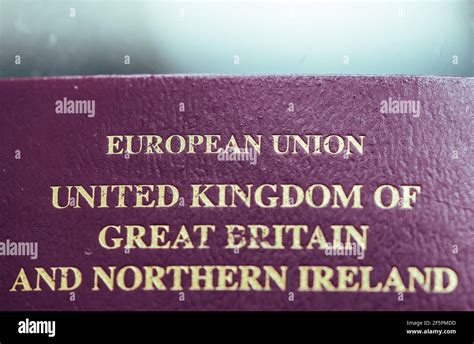 British Passport Cover Page European Union Stock Photo Alamy